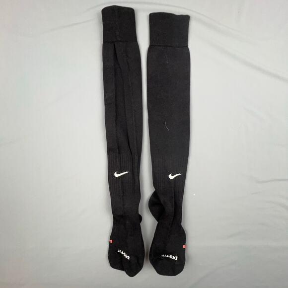 Nike Dri-FIT Over-the-Calf Athletic Socks Black Cushioned Logo Pair - Picture 1 of 3